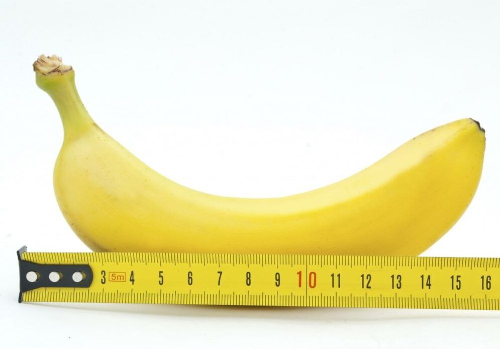 андозагирии андозаи penis бо истифода аз банан ҳамчун мисол